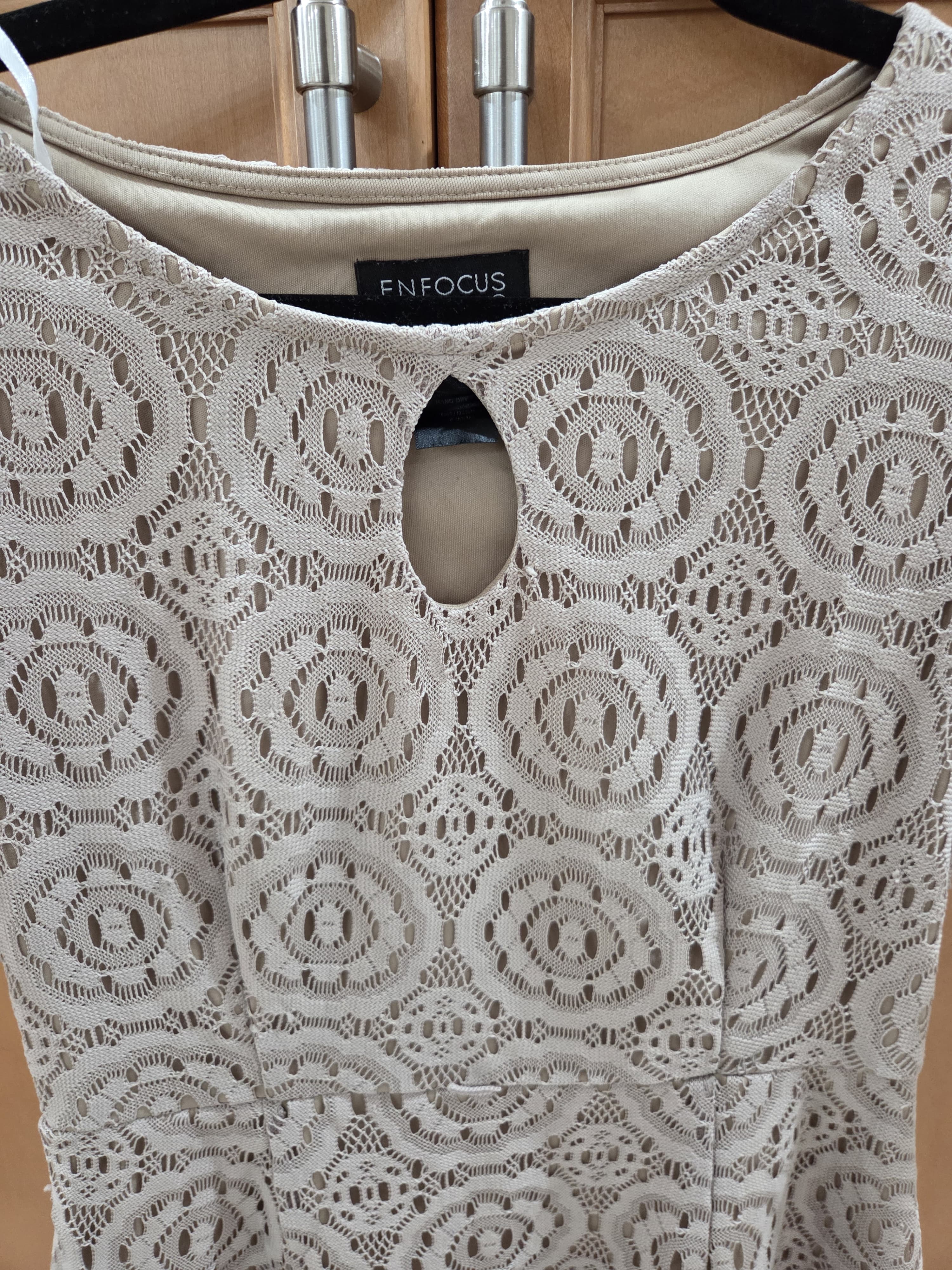 Beige Lace Cocktail Dress