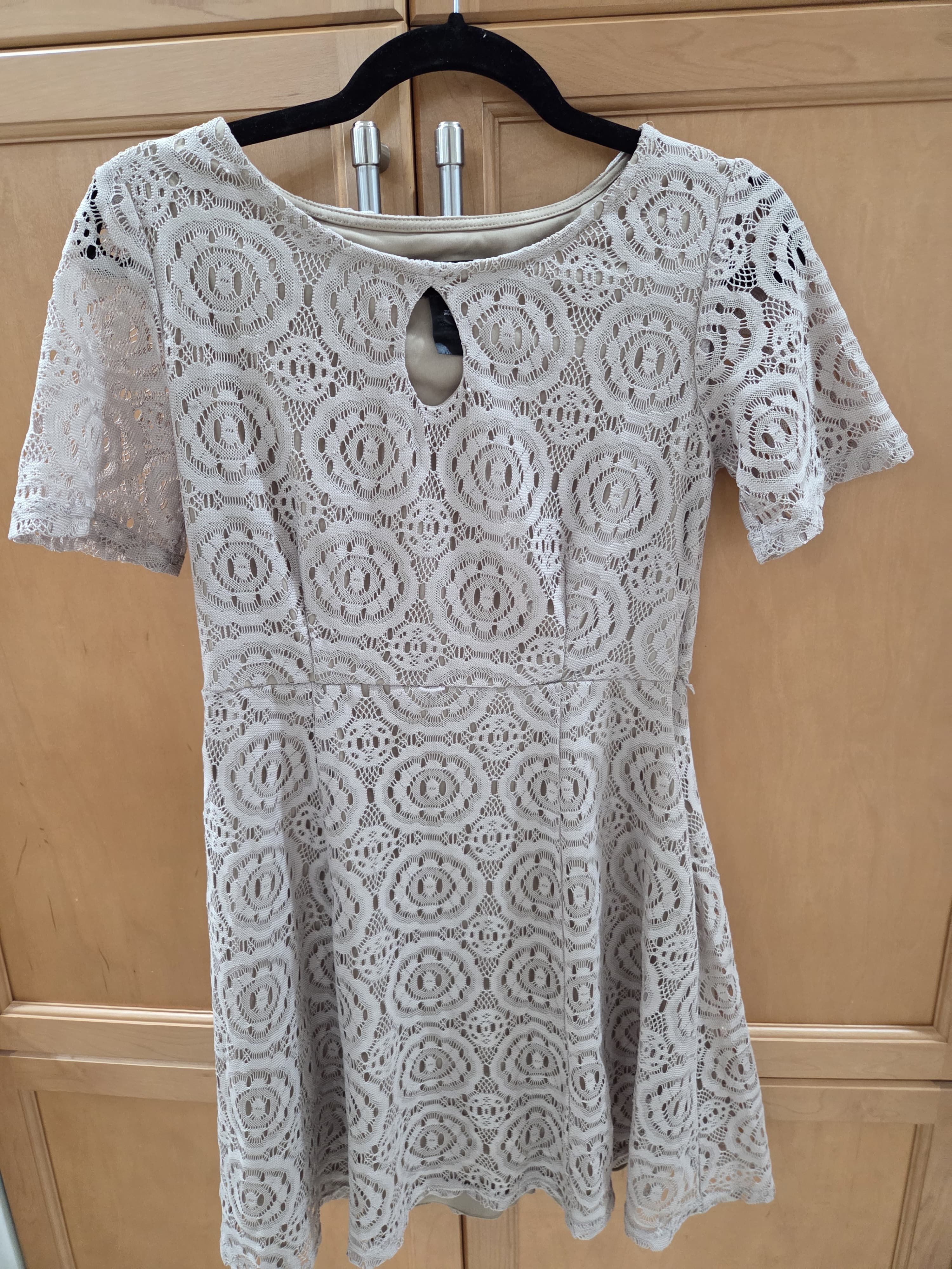 Beige Lace Cocktail Dress
