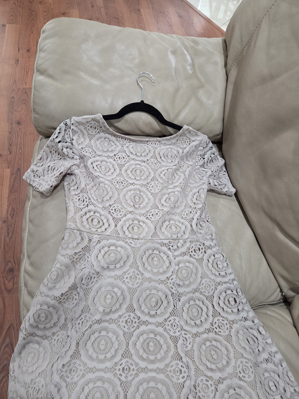 Beige Lace Cocktail Dress