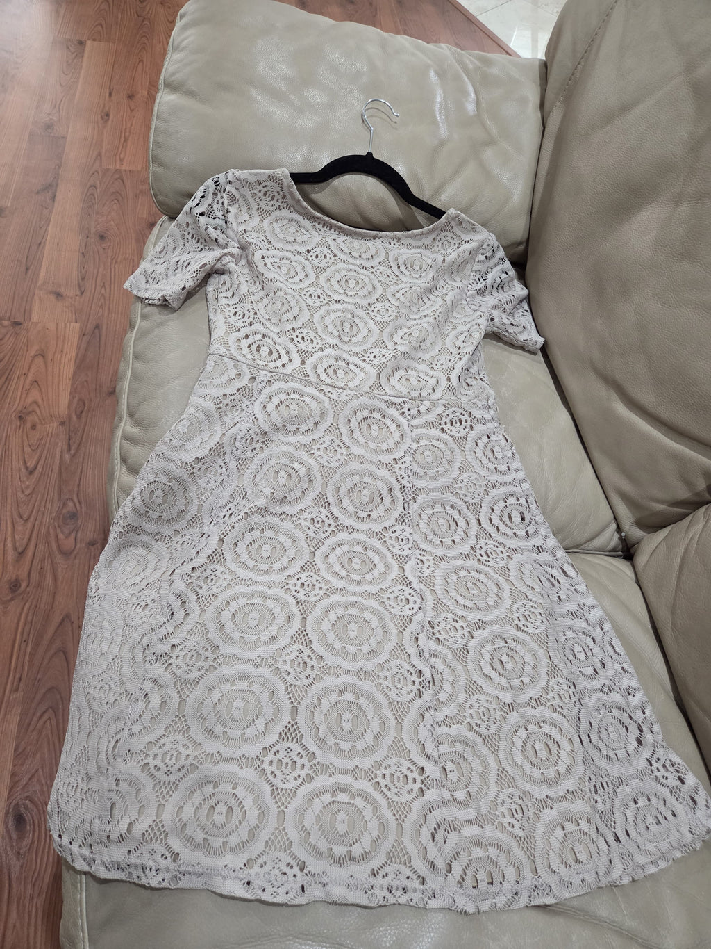 Beige Lace Cocktail Dress