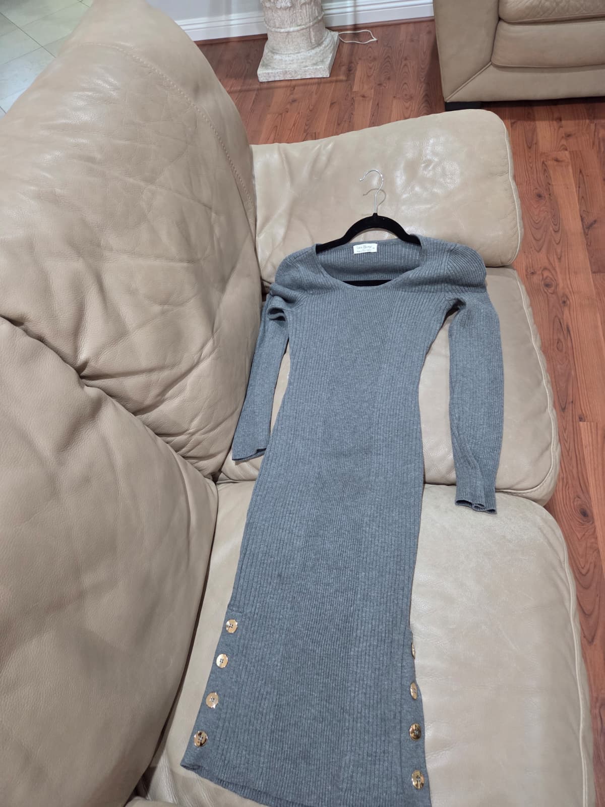Flattering silhouette designed Greyish Blue Dress