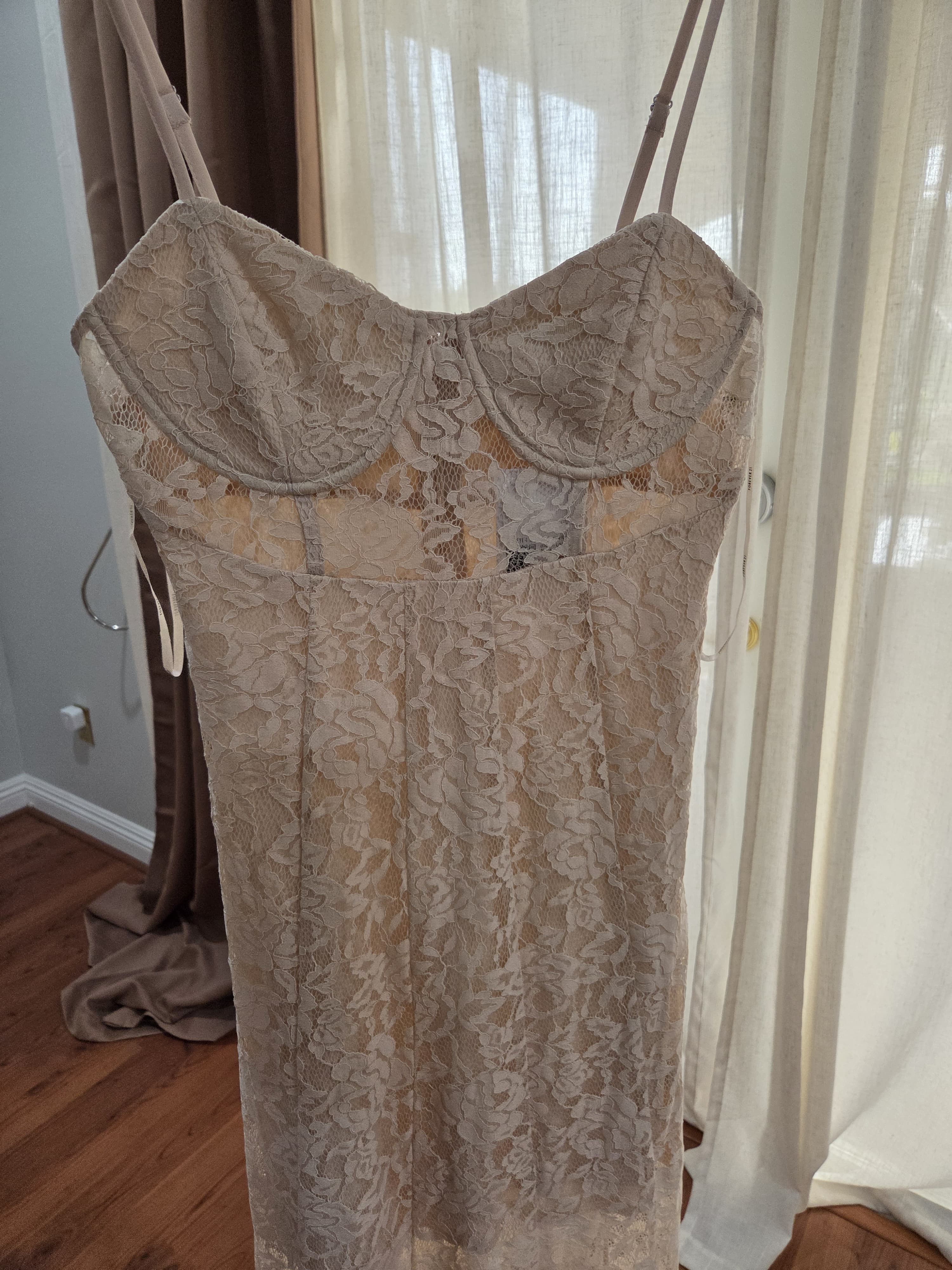 Light pink Lace Bustier Maxi Dress