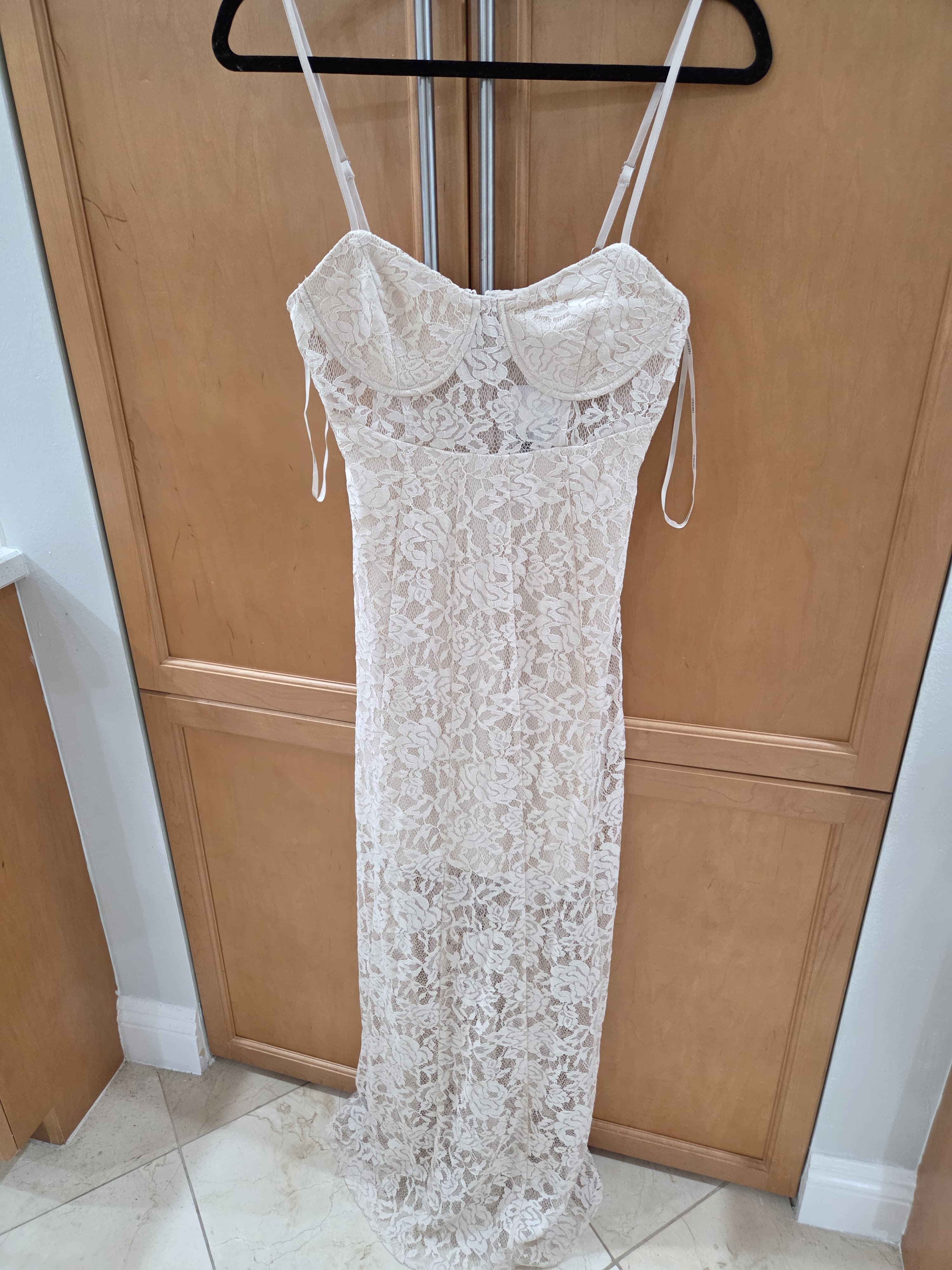 Light pink Lace Bustier Maxi Dress