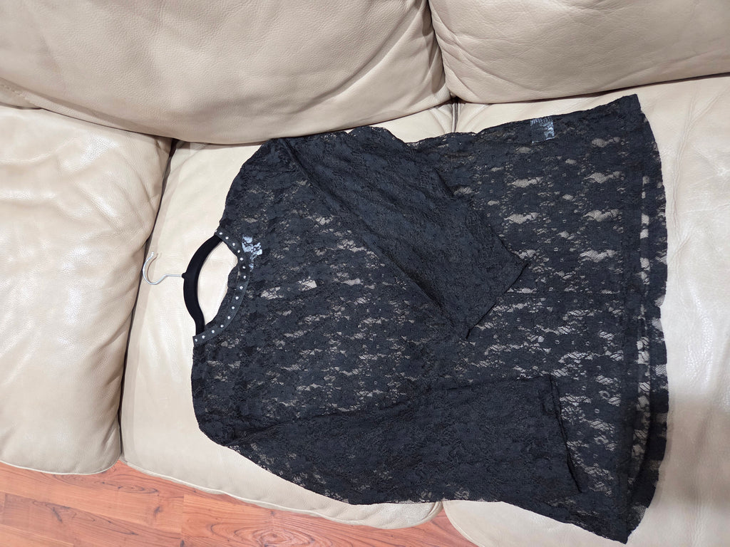 Seductive See through Black Lace Blouse